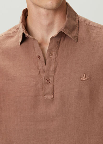 Beymen Club Comfort Fit Dusty Rose Linen Shirt - 5
