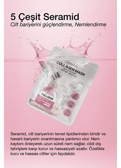 Dermal Collagen Mask Kuru ve Yorgun Ciltler İçin Nemlendirici ve Canlandırıcı Kolajen Kore Maskesi 23 gr - 3