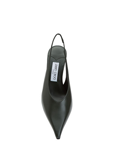 Jimmy Choo Isa Koyu Yeşil Deri Topuklu Ayakkabı - 4