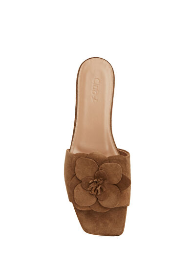 Beymen Club Tan Floral Women's Leather Mules - 4