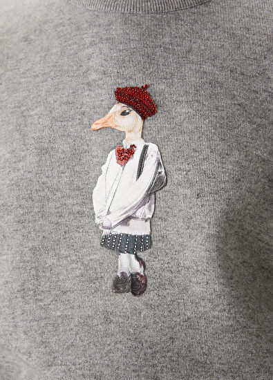 Beymen Club Gri Baskılı Kazak - 7