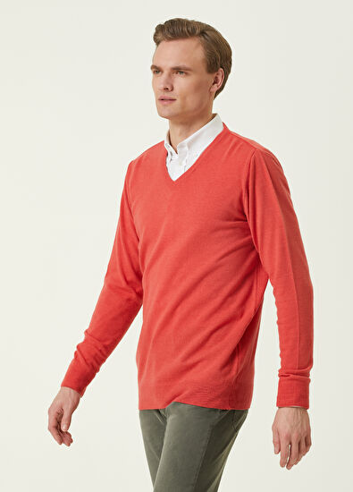 Beymen Club Kiremit V Yaka Yün Kazak - 3