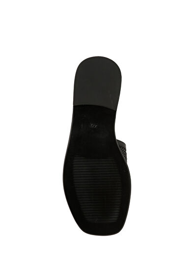 Beymen Club Siyah Rafya Dokulu Kadın Deri Terlik - 5