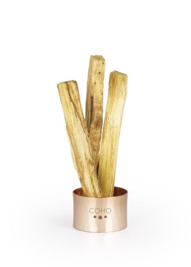 Coho Objet Coho Box Artisan Shiny Copper Zen Incense Burner 3 Palo Santo Sage Incense Gift Set - 3