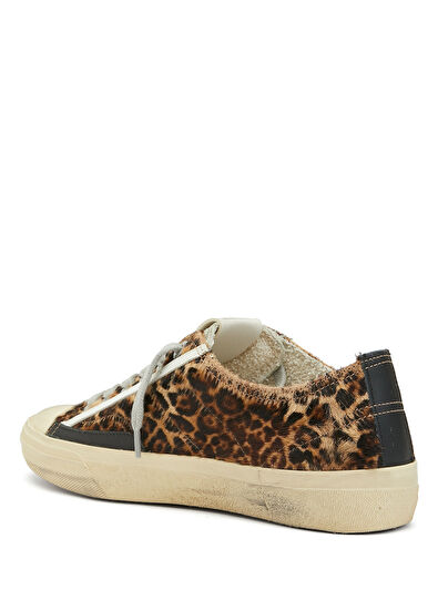 V Star Leopar Desenli Kadın Deri Sneaker - Görsel 5