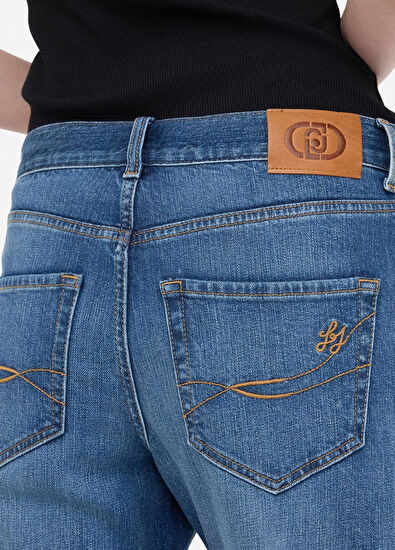 Liu Jo Mavi Düz Kesim Kadın Jean Pantolon - 7