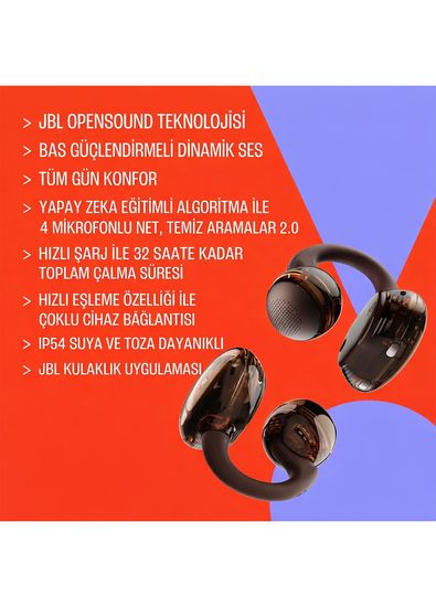 JBL SoundGear Clips Ghost Siyah TWS Bluetooth Açık Kulaklık - 7