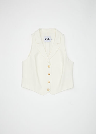 Beymen Club Kırık Beyaz Keten Yelek - 7