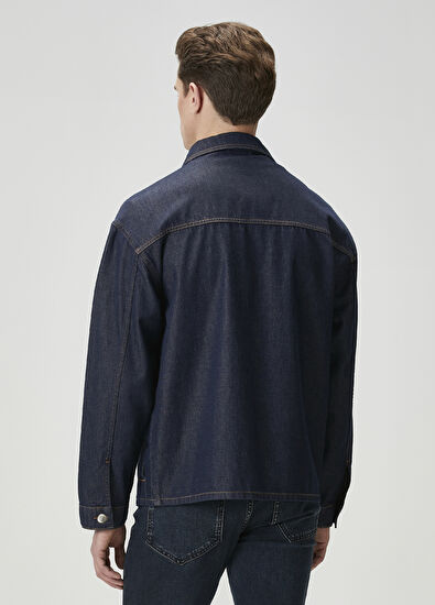 Beymen Club Indigo Contrast Stitched Oversized Denim Jacket - 5