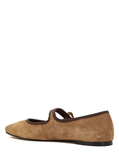 Beymen Club Camel Buckle Mary Jane Suede Ballet Flats - 3