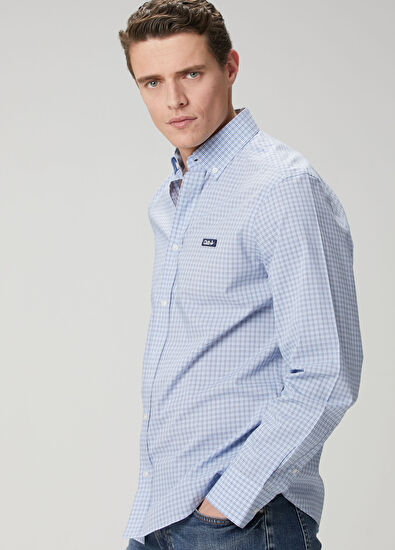 Beymen Club Comfort Fit Mavi Mini Ekose Desenli Gömlek - 5