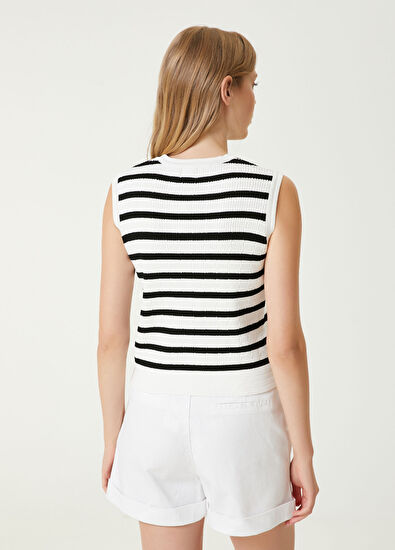 Beymen Club Black White Striped Knit Tank Top - 5