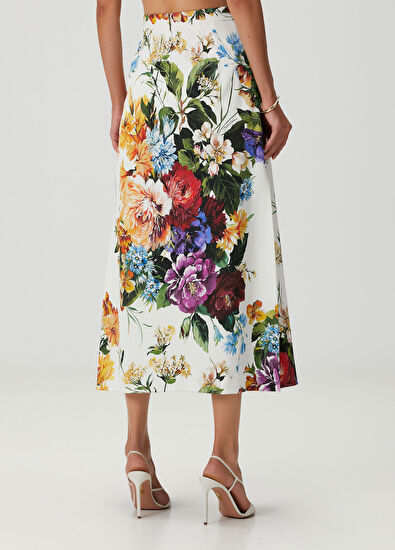 Dolce&Gabbana White Floral Midi Skirt - 4