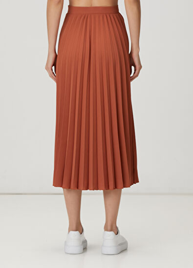 Beymen Club Kiremit Plisoleil Midi Krep Etek - 4