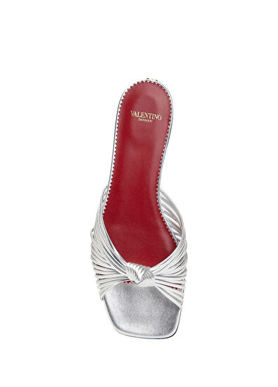 Valentino Garavani Silver Women's Leather Slippers - 4