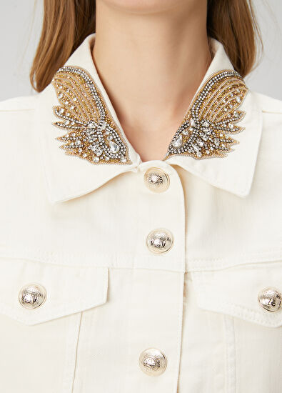 Beymen Club Off-White Embellished Denim Jacket - 6
