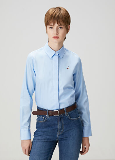 Beymen Club Mavi Basic Poplin Gömlek - 3