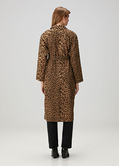 Mentle Leopar Desenli Palto - Görsel 5