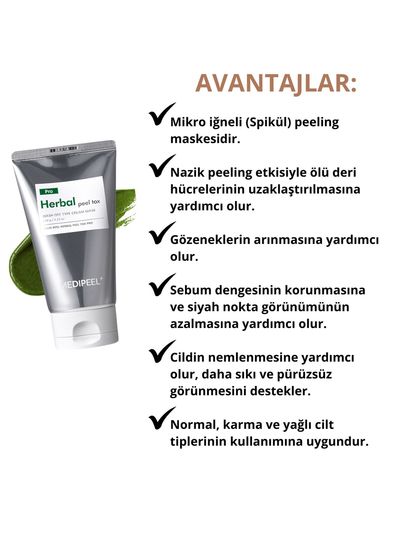 MEDIPEEL Herbal Peel Tox PRO Spiküller İçeren Temizleyici Peeling Yüz Maskesi 120 ml  - 3