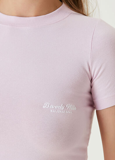 Balenciaga Beverly Hills Fitted Pembe T-shirt - 4
