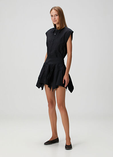 T by Alexander Wang Black Asymmetrical Mini Shirt Dress - 3