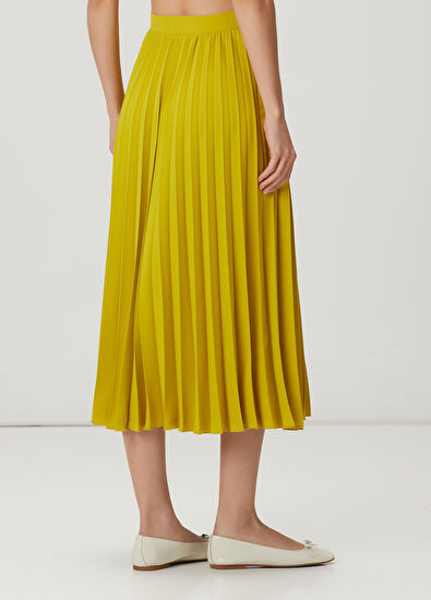 Beymen Club Yağ Yeşili Plisoleil Midi Krep Etek - 4