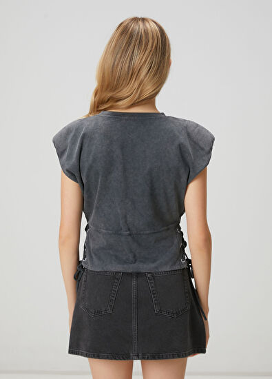 Beymen Club Anthracite T-shirt with Tie - 5