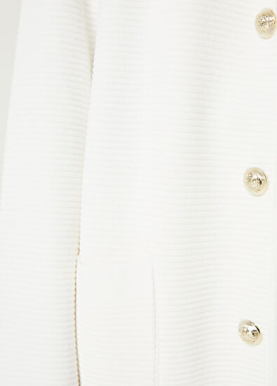 Beymen Club Off White Textured Knit Jacket - 5