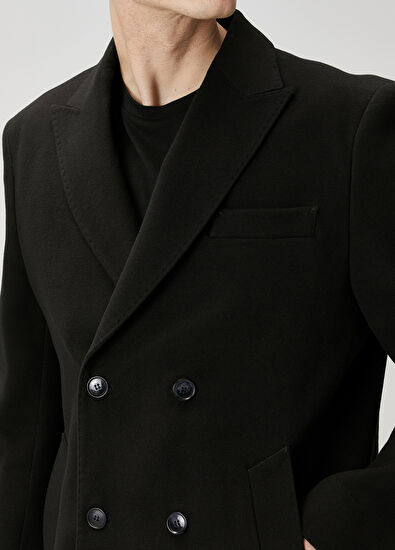 Beymen Club Siyah Kruvaze Kaban - 5