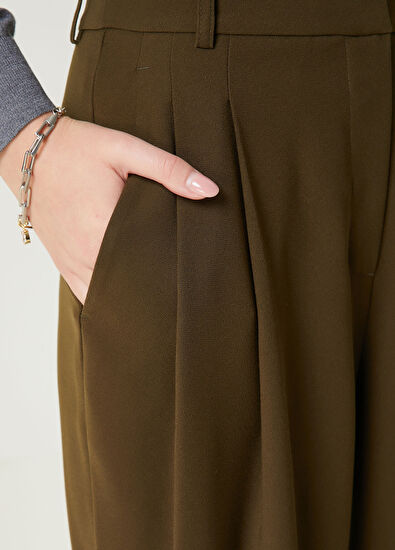 Beymen Club Khaki Crepe Palazzo Pants - 5