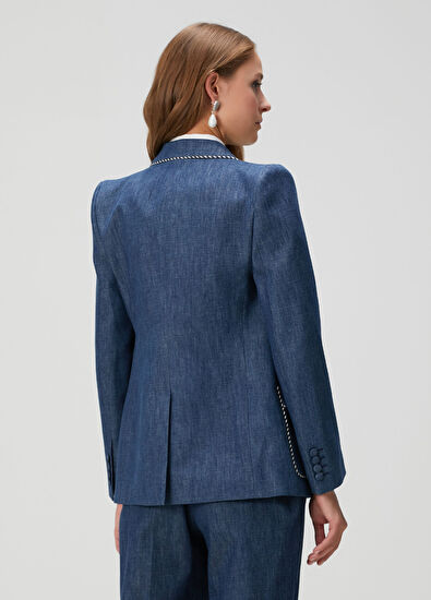Lacivert Denim Ceket - Görsel 5