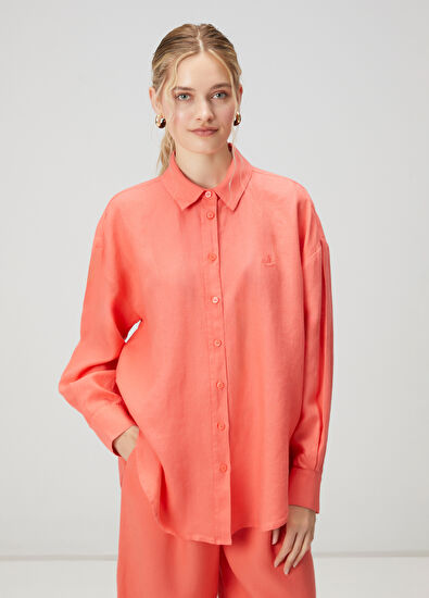 Beymen Club Oversize Somon Keten Gömlek - 5