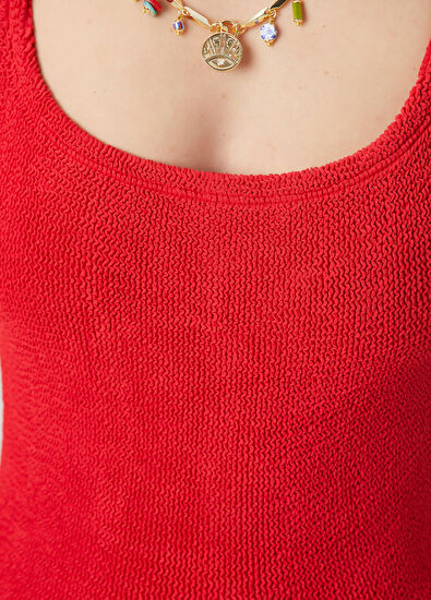 Hunza G Red Square Neck Swimsuit - 5