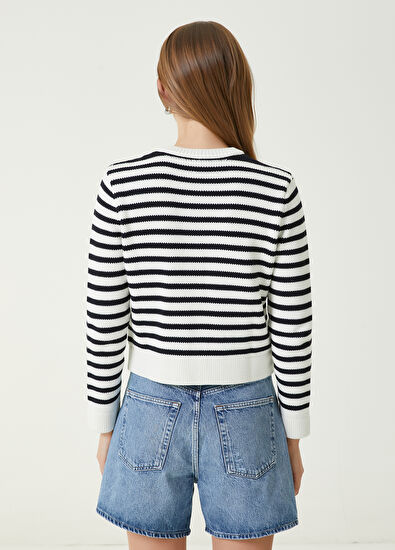 Beymen Club Lacivert Beyaz Çizgili Triko Ceket - 6