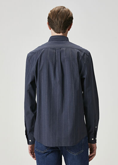 Beymen Club Comfort Fit Lacivert Çizgi Desenli Gömlek - 6