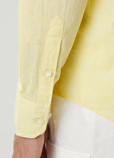 Beymen Club Comfort Fit Yellow Linen Shirt - 6