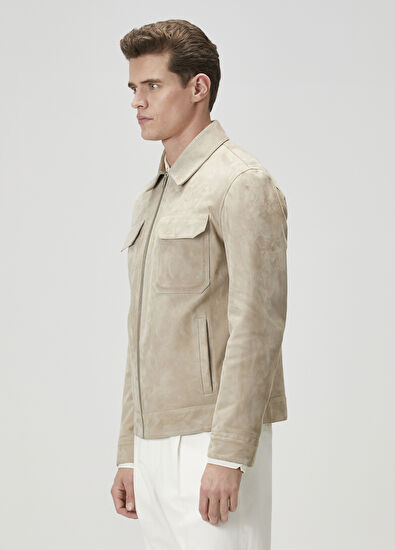 Beymen Club Beige Leather Jacket - 5