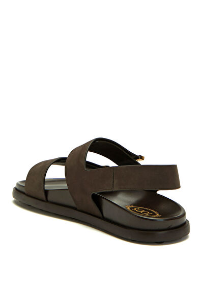 Koyu Kahverengi Kadın Deri Sandalet - Görsel 4