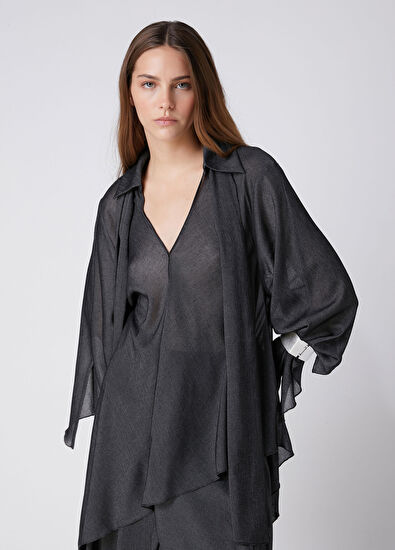 Beymen Club Anthracite Asymmetrical Draped Blouse - 5