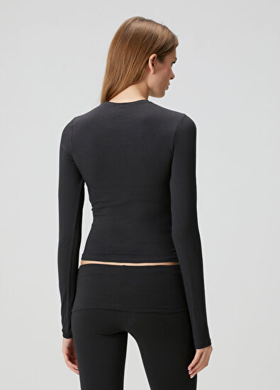 Skims Siyah Uzun T-shirt - 4