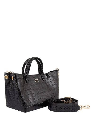 Qimu Hemithea Croco Black Leather Women's Mini Handbag - 4