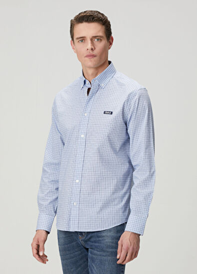 Beymen Club Comfort Fit Mavi Mini Ekose Desenli Gömlek - 4