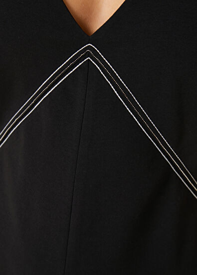 Beymen Club Siyah Zincir Detaylı Midi Evaze Jersey Elbise - 5