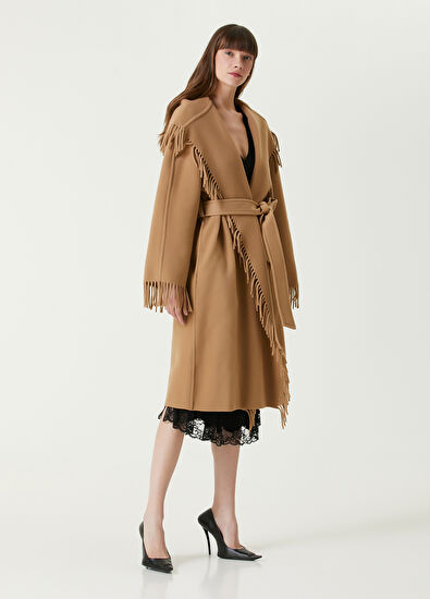 Balenciaga Camel Püskül Detaylı Yün Palto - 3