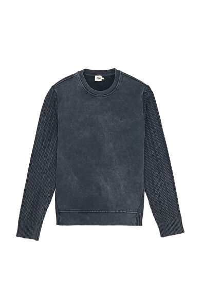 Beymen Club Anthracite Sleeves Knitted Textured Sweatshirt - 7