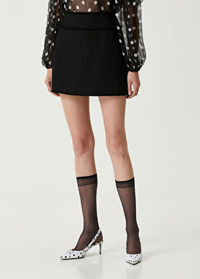 Dolce&Gabbana Siyah Jakarlı Mini Yün Etek - 3