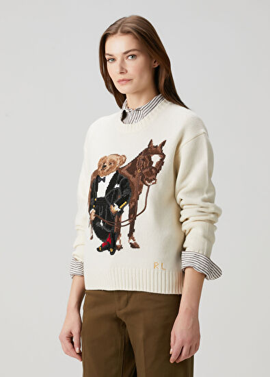 Polo Bear Krem Yün Kazak - Görsel 5