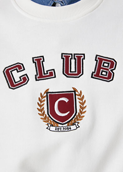Beymen Club Club Logo White Embroidered Basic Sweatshirt - 5