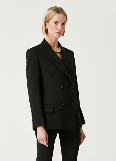 Siyah Kruvaze Ceket - Görsel 4