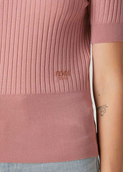 Fendi Pink Ribbed Wool Sweater - 5